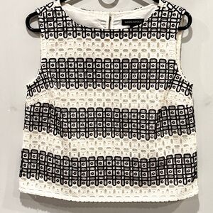 Banana Republic Vintage Black and White Rugby Striped Eyelet Lace Top NWOT